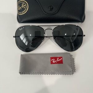 Ray-Ban Polarized Gun Metal and Black Aviator Sunglasses